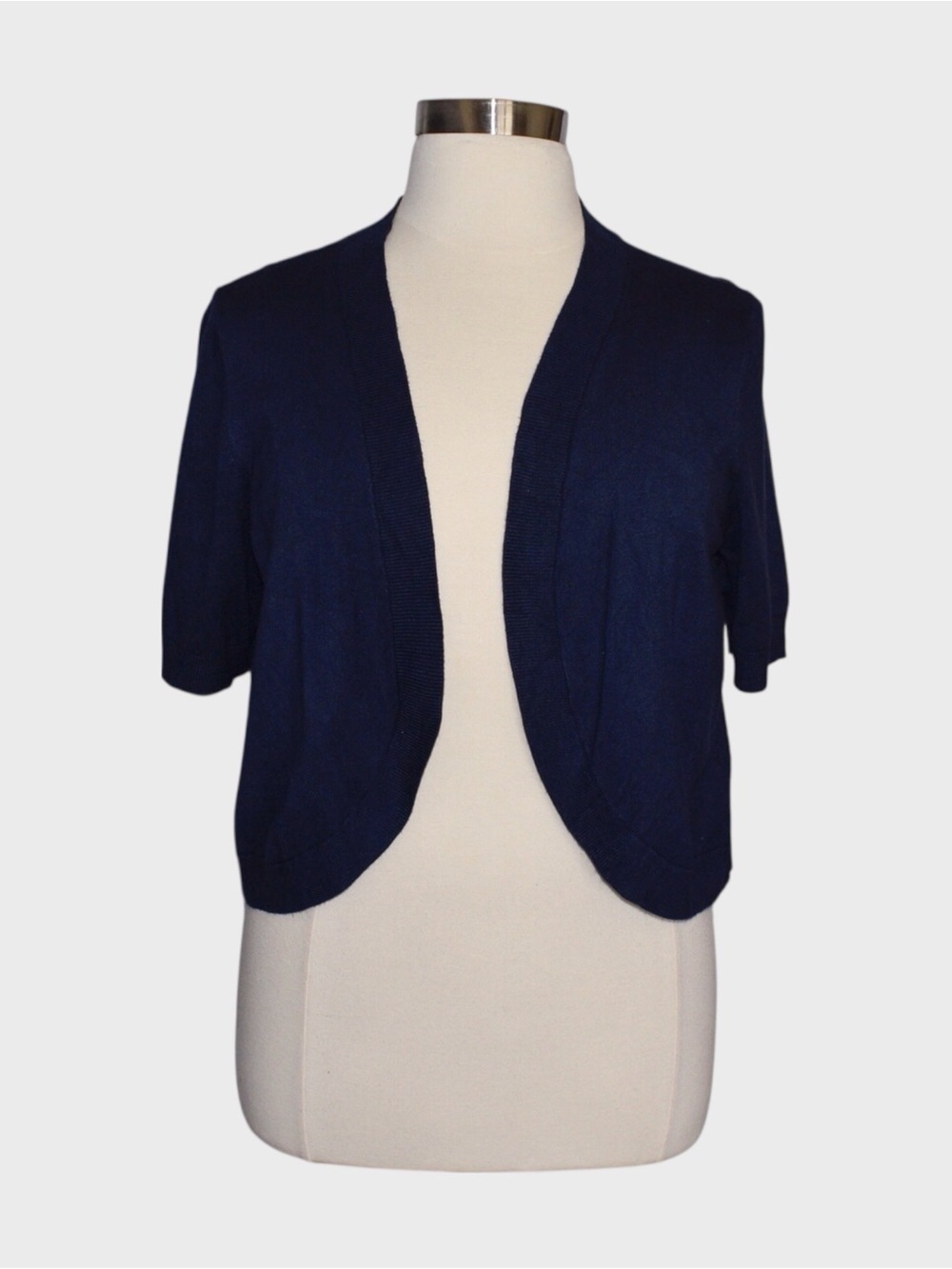 Charter Club Navy Blue Short Sleeve Open Front Shrug Cardigan